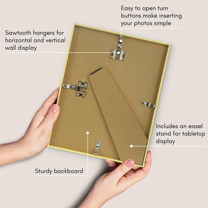 Americanflat 8.5x11 Picture Frame with Shatter-Resistant Glass - Streamline Collection - Thin Border Photo Frame for Tabletop and Wall Display - Hanging Hardware and Easel Stand Included - Gold - Image 5